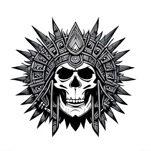 aztec god of death tattoo design idea
