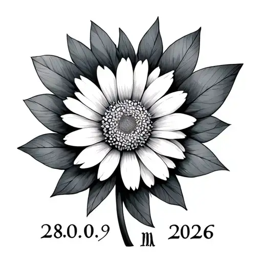 A tattoo for my niece Eva with an aster flower and her date of birth 28.09.2026 in Roman numerals geometric tattoo design idea