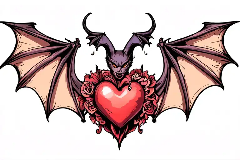 womb tattoo bat wing heart tattoo design idea