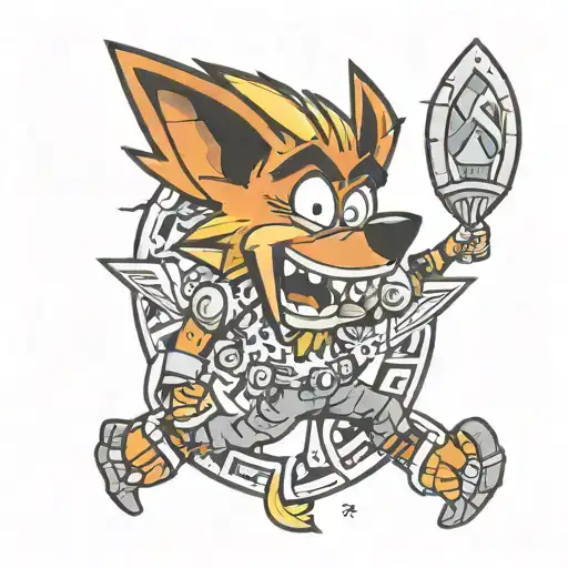 crash bandicoot with me me tattoo design idea