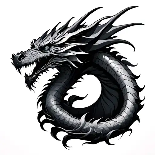 Black Ink Dragon tattoo design idea