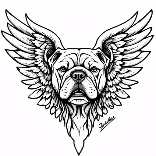 bulldog, inside tribal wings,outline tattoo inspired tattoo design idea