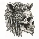 bear head native American skull tattoo design idea