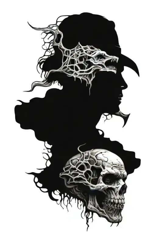 rotten head on pike tattoo design idea