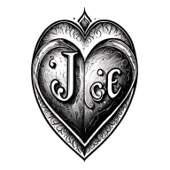 Heart Initials j j c a e tattoo design idea