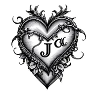 Heart Initials j j c a e tattoo design idea