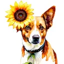sunflower lily dog print tattoo design idea