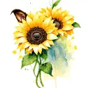 sunflower lily dog print tattoo design idea