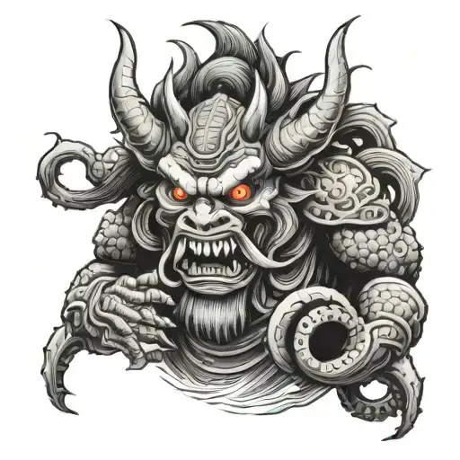 Japanese Kappa Demon with rebreather on tattoo design idea