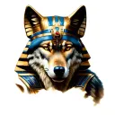 wolf and king tut  tattoo design idea