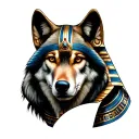 wolf and king tut  tattoo design idea