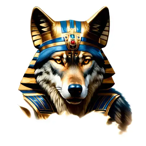 wolf and king tut  tattoo design idea