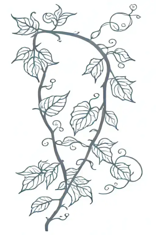 Vine with blue leaves falling tattoo design idea
