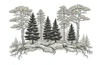 three evergreen trees tattoo design idea