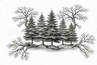 three evergreen trees tattoo design idea