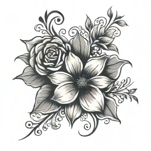 Flores negative script tattoo design idea