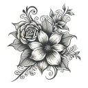 Flores negative script tattoo design idea