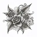 Flores negative script tattoo design idea