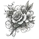 Flores negative script tattoo design idea