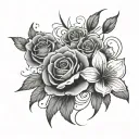 Flores negative script tattoo design idea