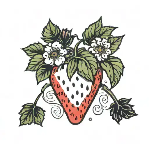 strawberry heart tattoo design idea
