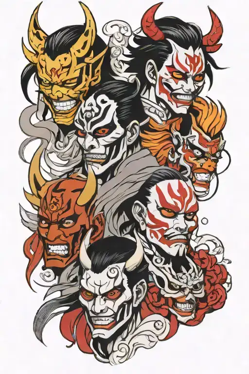 Masks together Bleach anime tattoo design idea