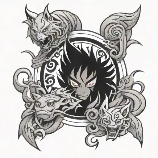 naruto and kurama Scorpio zodiac sign tattoo design idea
