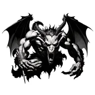 arhanghel Constantine fighting demon tattoo design idea