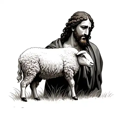 the lost sheep with Jesus Christ tattoo design idea