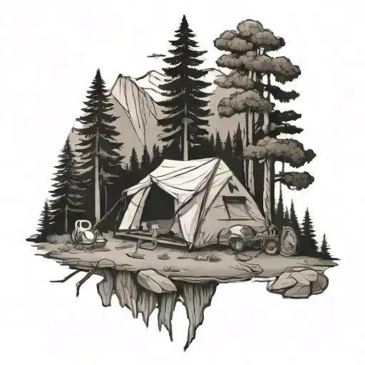Camping tattoo design idea