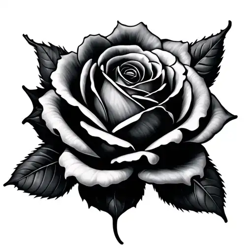 upside down black rose tattoo design idea