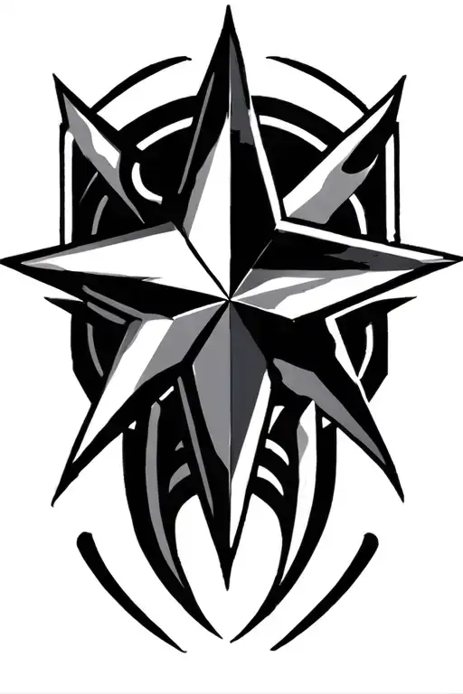 North Star with quad Gaelic pattern emitting from it offset on a 45deg angle Shaded and with depth tattoo design idea