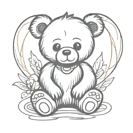 tiny cute sad teddy bear sitting with a halo  tattoo design idea