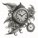 old time clock with saravjeet name tattoo tattoo design idea