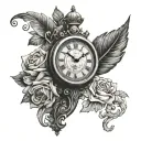 old time clock with saravjeet name tattoo tattoo design idea