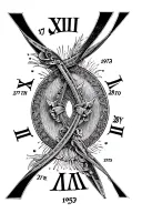 intersecting roman numerals july 17 1929 horizontal and may 28th 1955 vertical  tattoo design idea