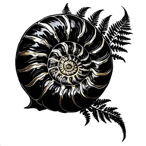 ammonite, opening fern tattoo design idea