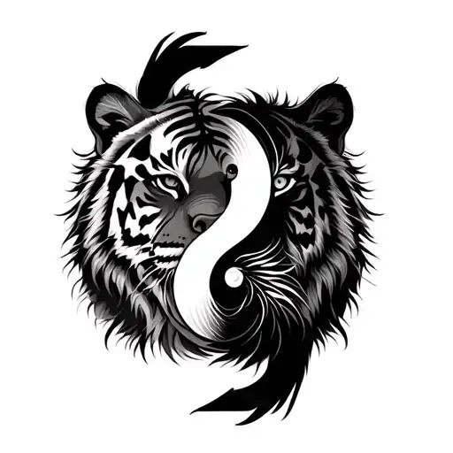 tigers symmetry ying yang tattoo design idea