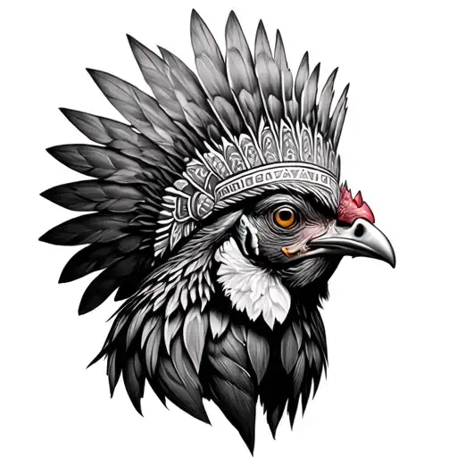 chicken with headdress being worn tattoo design idea