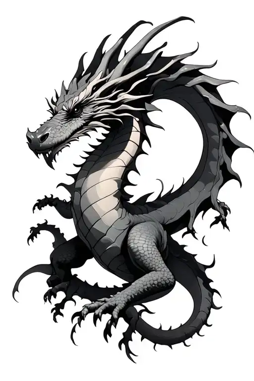 skyrim dragon with vines  tattoo design idea