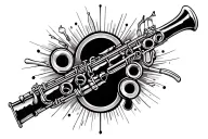 full clarinet tattoo featuring jazz elements incorporated tattoo design idea