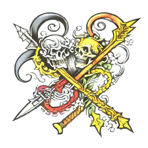 two sickles crossing each other tattoo design idea