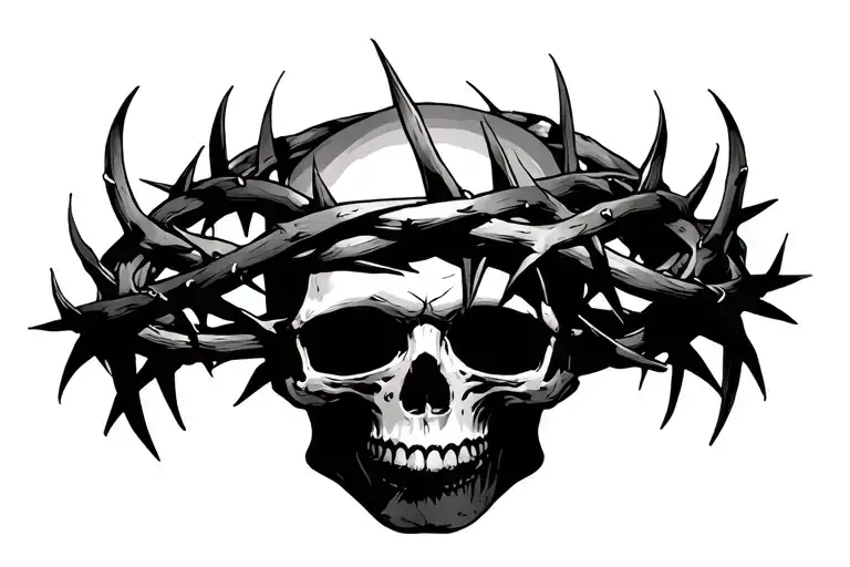 crown of thorns wrapped no skull tattoo design idea