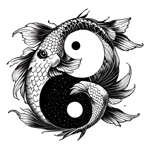 carpe koi yin yang symbol tattoo design idea