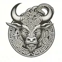 minotaur column greek labyrinth motif grc tattoo design idea