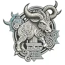 minotaur column greek labyrinth motif grc tattoo design idea