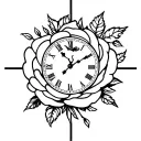 Dove rose and clock tattoo design idea