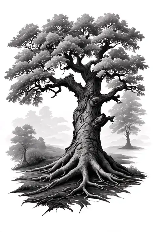 Oak Tree tattoo design idea