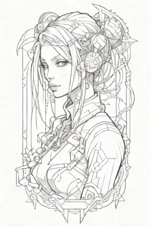cyberpunk anime girl tattoo design idea