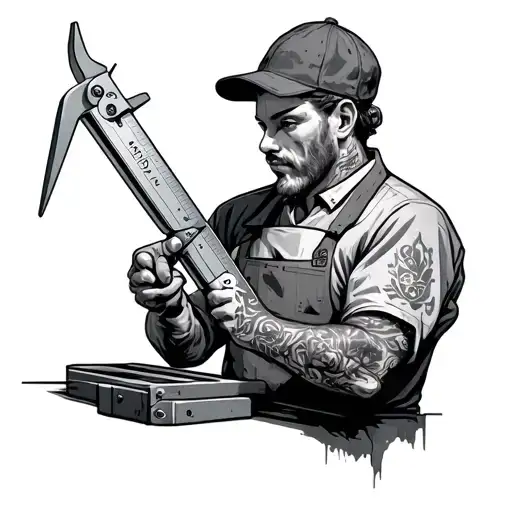 machinist with vernier caliper tattoo design idea